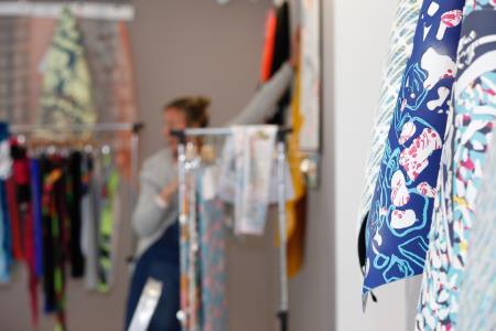 Clothing products on display