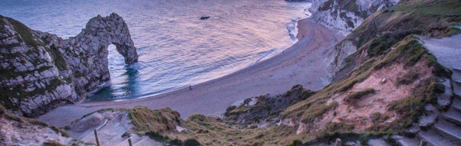 View of Durdle Door and beach 